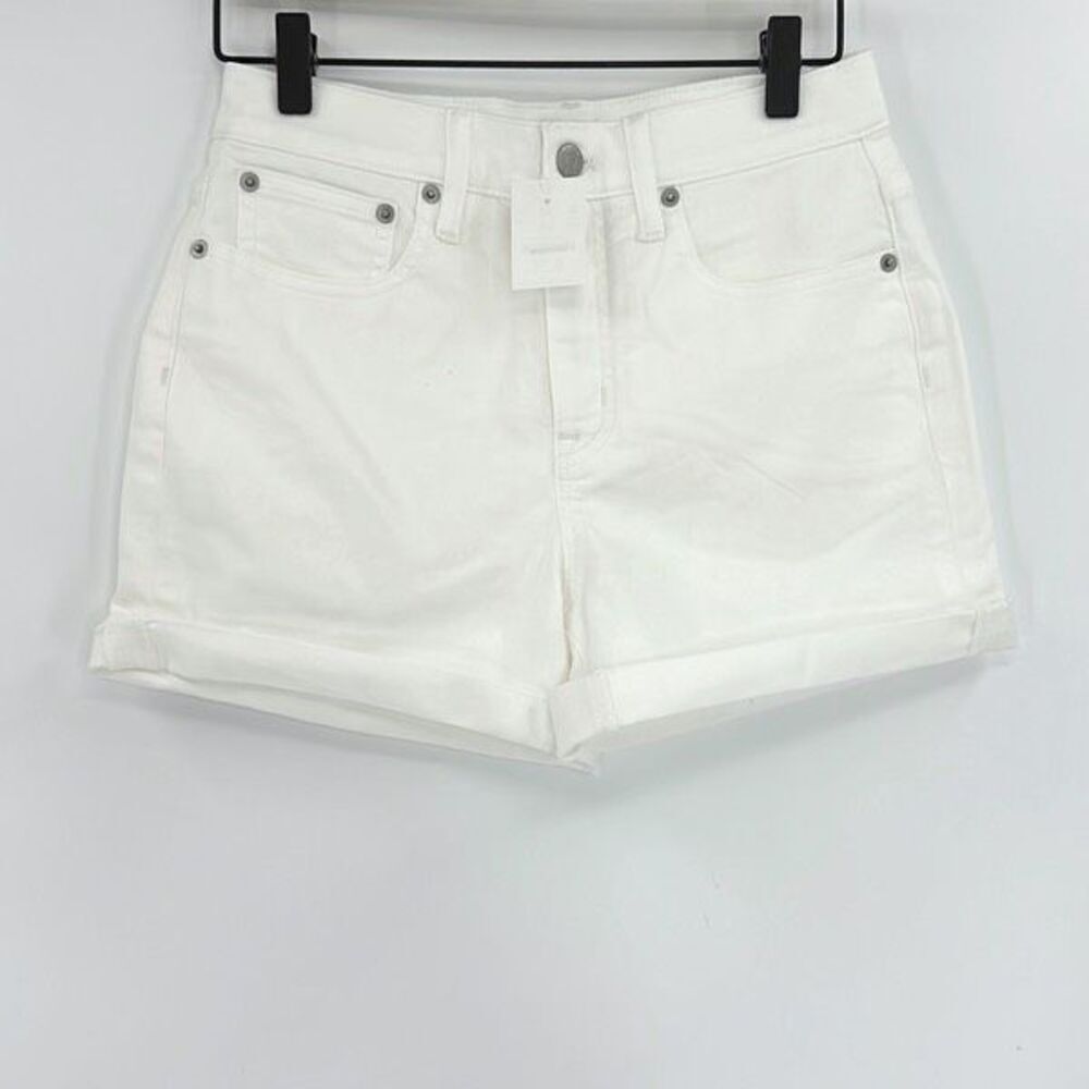 NWT J. Crew Womens Optic White Wash Solid Zip Fly Classic Denim Short Size 24